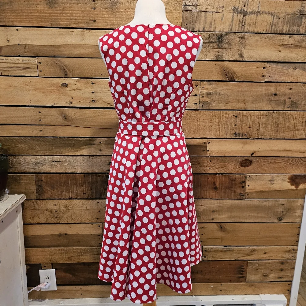 Hanpceirs Retro Red & White Polka Dot Fit & Flare Dress size XL - Picture 3 of 9